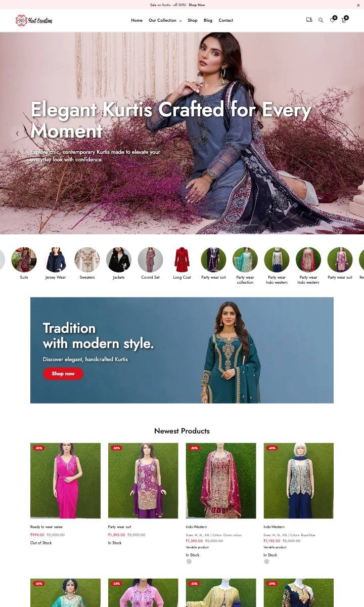 Heet Creations website homepage