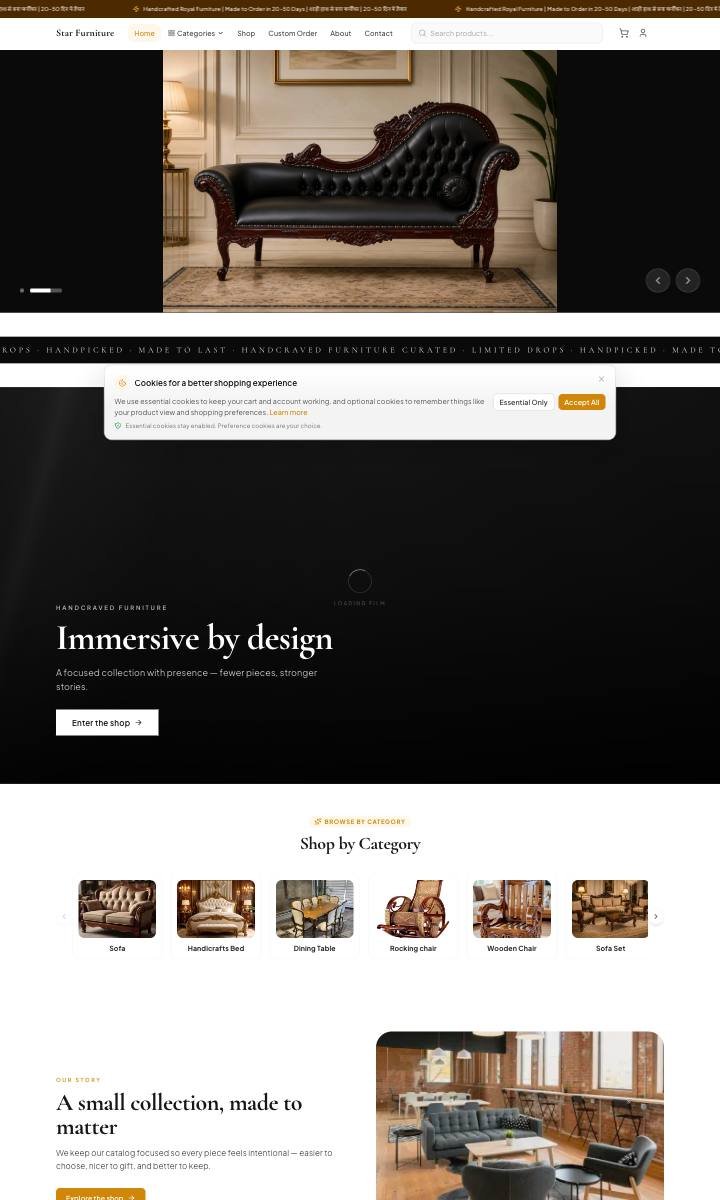The Handcraft website homepage